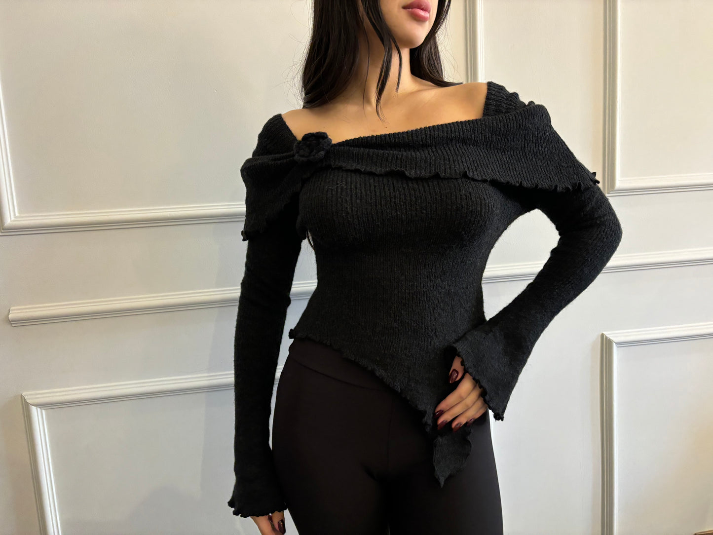 Black flower sweater
