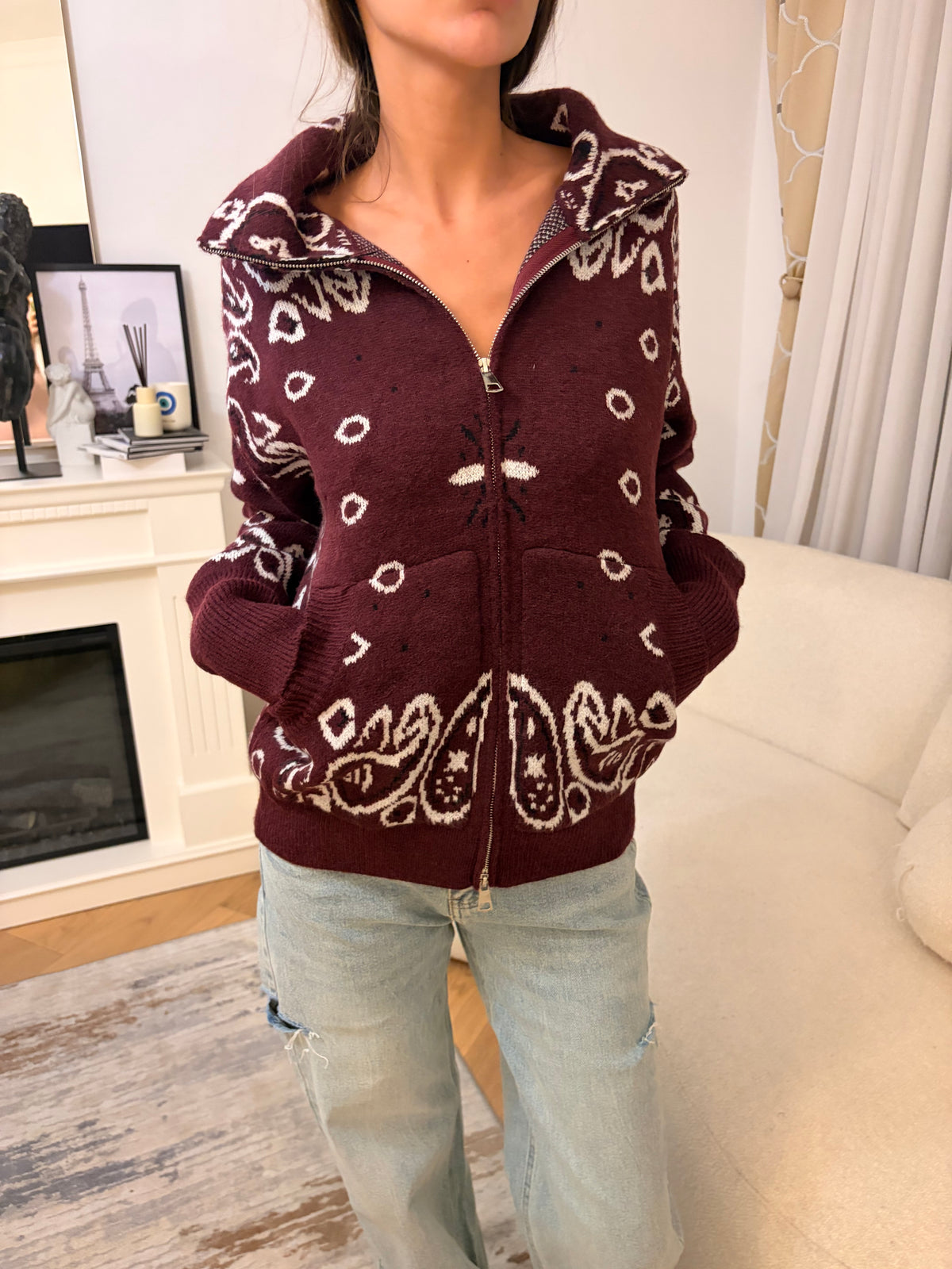 Burgundy cardigan